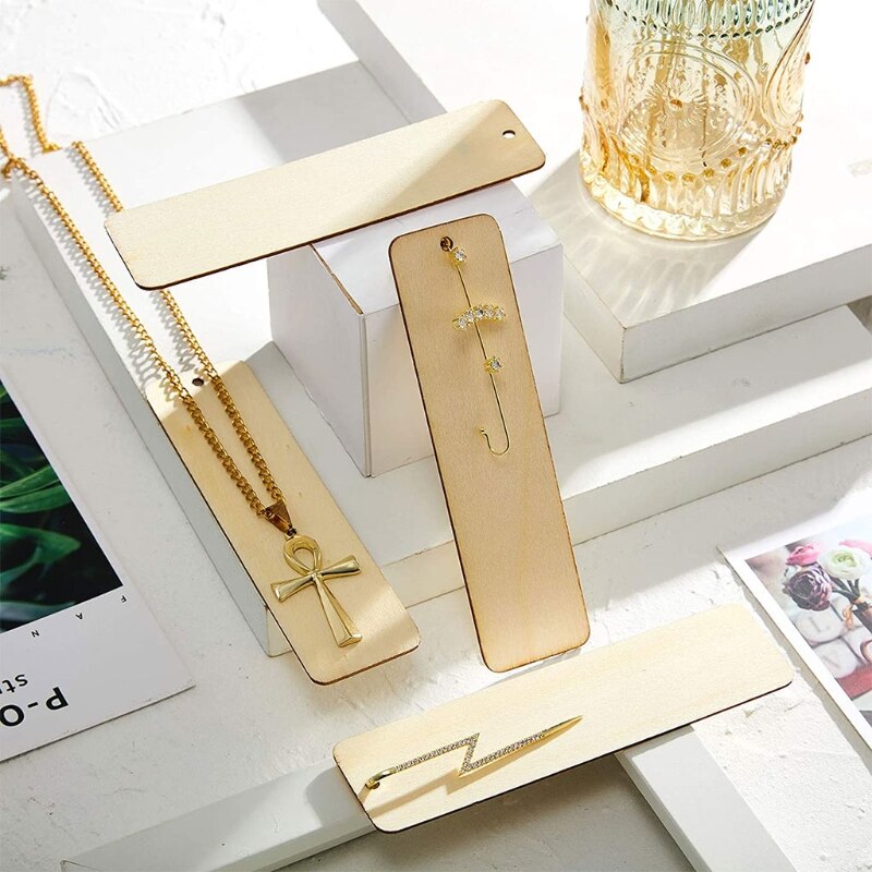 Pack of 36pcs Wooden Craft Bookmark with Tassels DIY Blank Book Page Mark Bookmark Ornaments Christmas Party Supplies