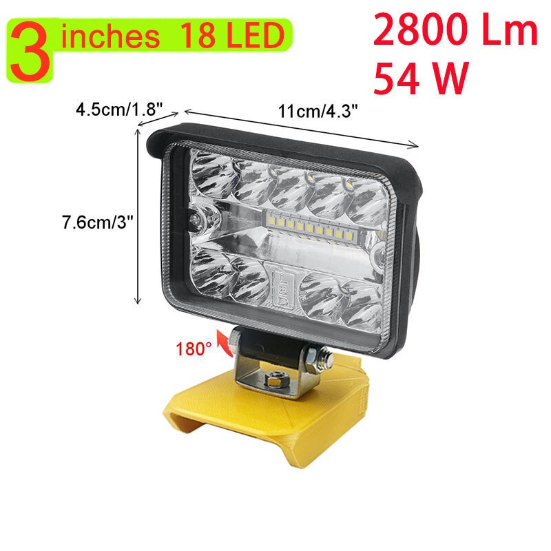 Car LED Work Lights Flashlights Electric Torch Spotlight For Dewalt XR FlexVolt 18V 20V 60V Li-ion Battery DCB183 DCB206 DCB609