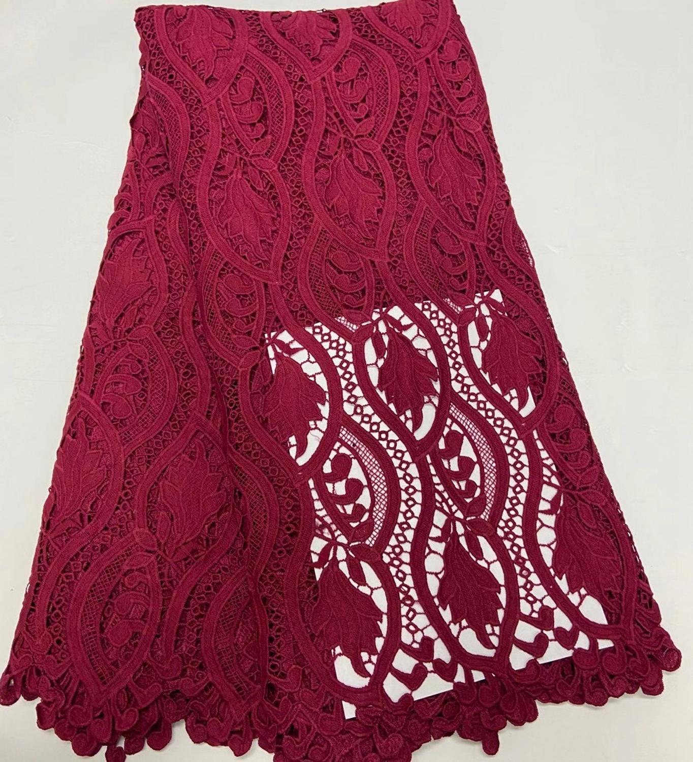 african guipure lace cord lace fabric embroidery water souble lace fabric french mesh lace fabric for wedding dress ML8519