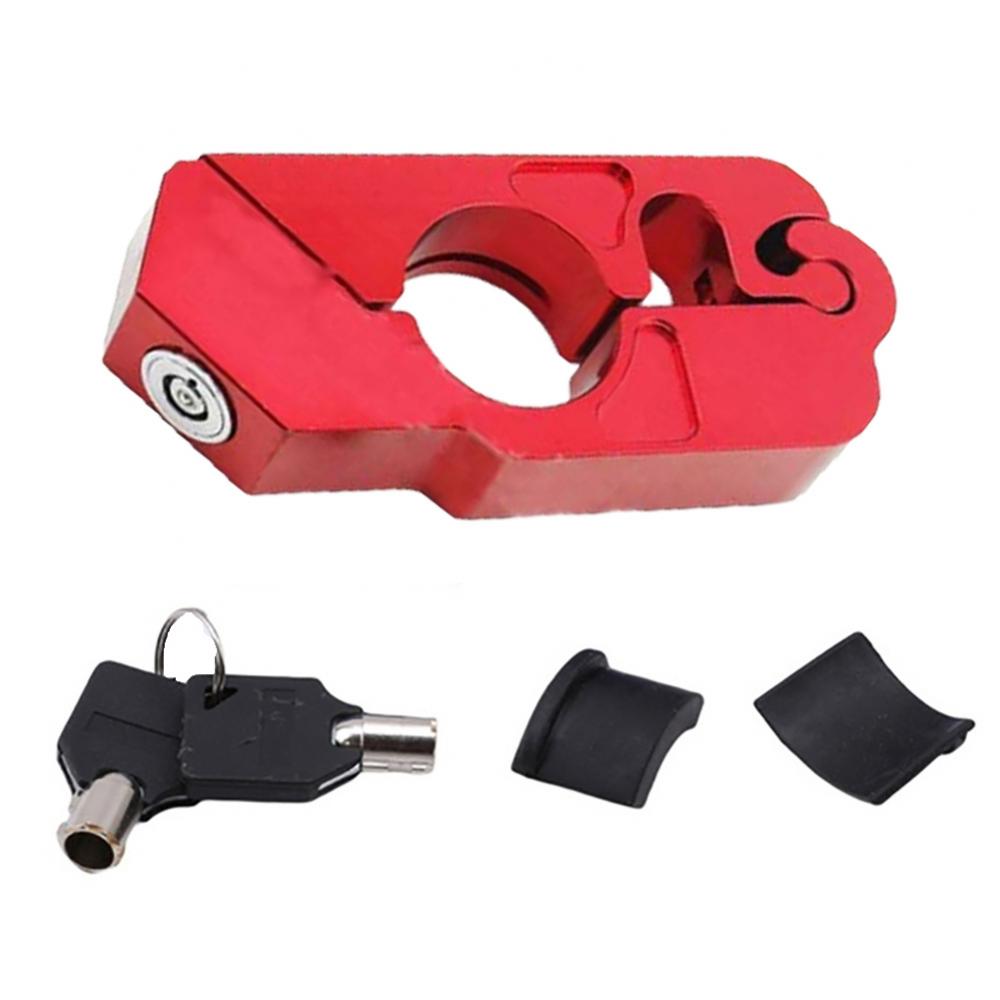 Motorfiets Grip Lock Scooter Atv Stuur Grip Beveiliging Veiligheid Metalen Slot Met 2 Sleutels Rem Gaspedaal Grip: Rood