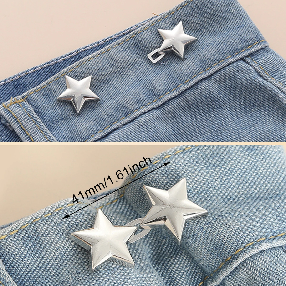 1 paire de boutons en jean, Clips réglables pour pantalons, jupes, tendeur de taille, boucle, bouton-pression, broche de pantalon, bouton rétractable