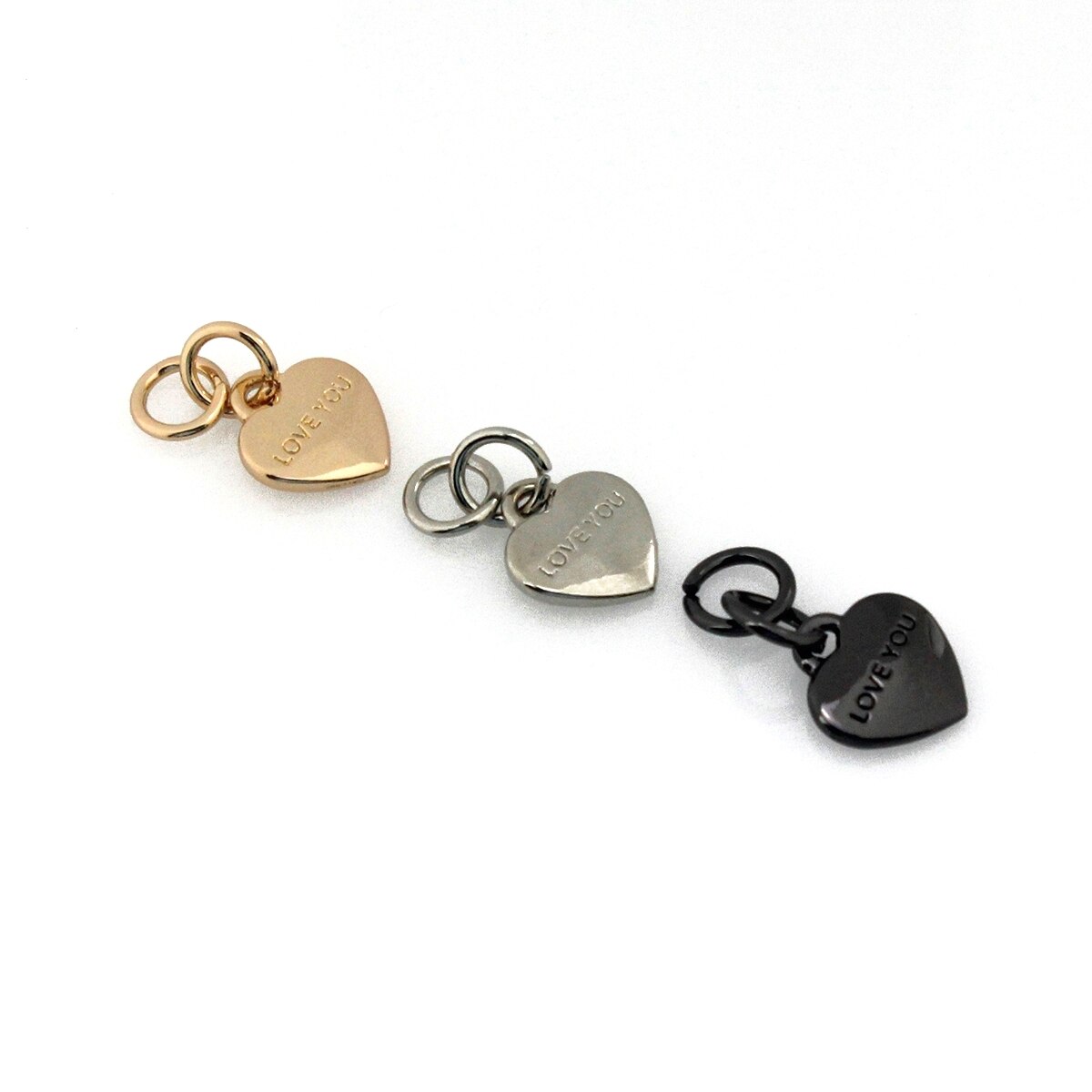 2 pièces en métal en forme de cœur, pendentif à fermeture éclair pour sac à main, porte-monnaie, bagages, chaussures, quincaillerie, fermeture, accessoires de sac