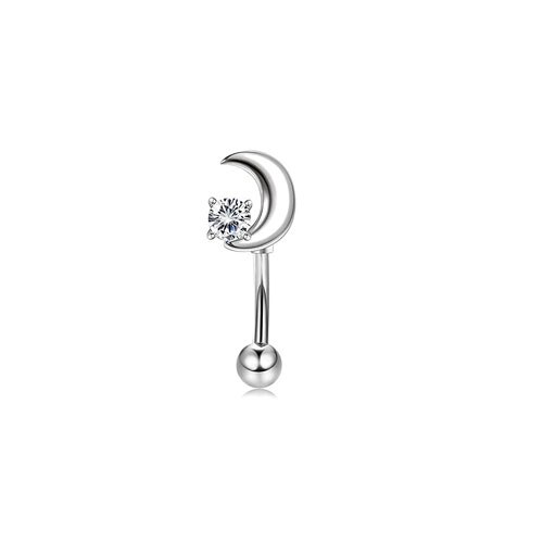1Pcs 16G Rook Daith Earrings Stainless Steel Belly Lip Ring Cartilage Tragus CZ Body Piercing Curved Barbell Eyebrow Rings 6MM: H
