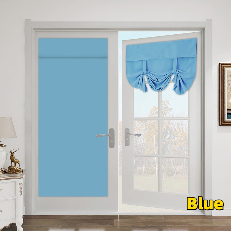 Door Curtains Blackout Self Stick Tie Up Shades Door Window Curtains Thermal Insulating Privacy Kitchen Living Room Curtains: Blue