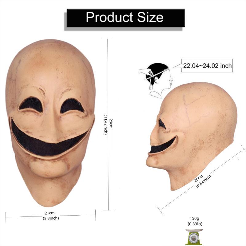 Skrekk smil uten ansikt mann latex mascara hodedeksel forkledning cosplay skummel alien hjelm halloween kostyme ansiktsløs maske for menn