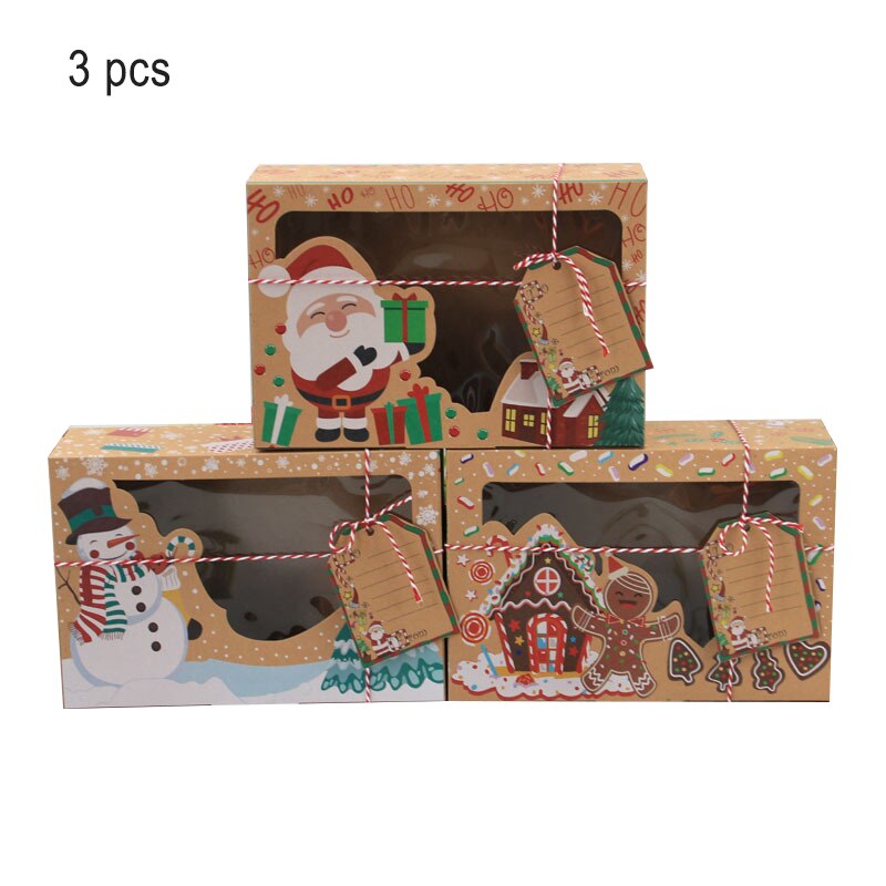 3/6 /12 stk / pakke julekagekasser bagerkasse europæisk stil kraftpapirkasse kraftpapir stor juleslikkasse: 3 stk