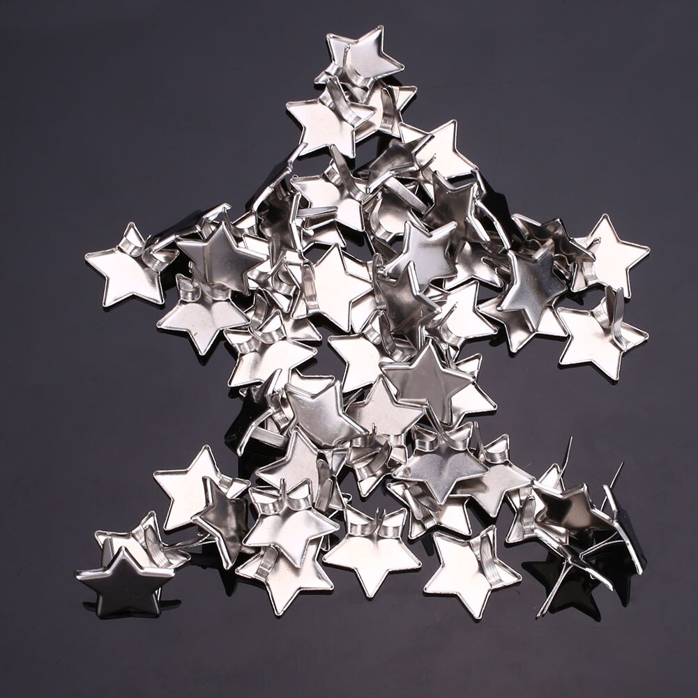 50 stk fem spidse stjerne metal brads nitter fastgørelse udsmykning scrapbooking