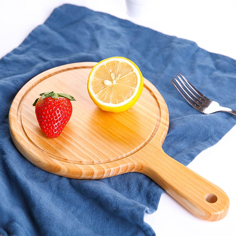 Platos redondos de madera para Pizza, bandeja para pan de Pizza de Color madera, bandeja de horno para pasteles, tabla de corte de piedra para Pizza, bandeja para hornear pasteles, herramienta