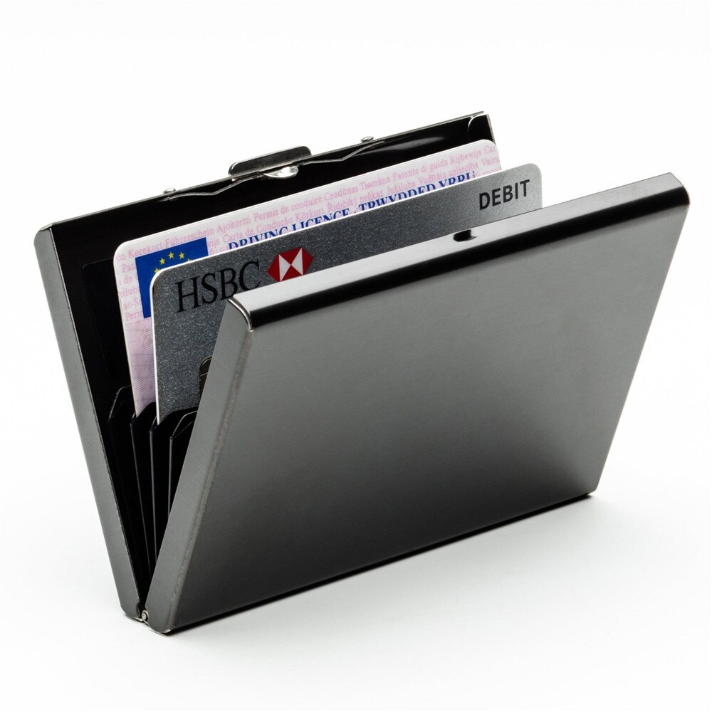 Black Metal RFID Blocking Wallet Anti-Scan Contactless Credit Card Holder Bank Card Protect Case Portable Purse for Card