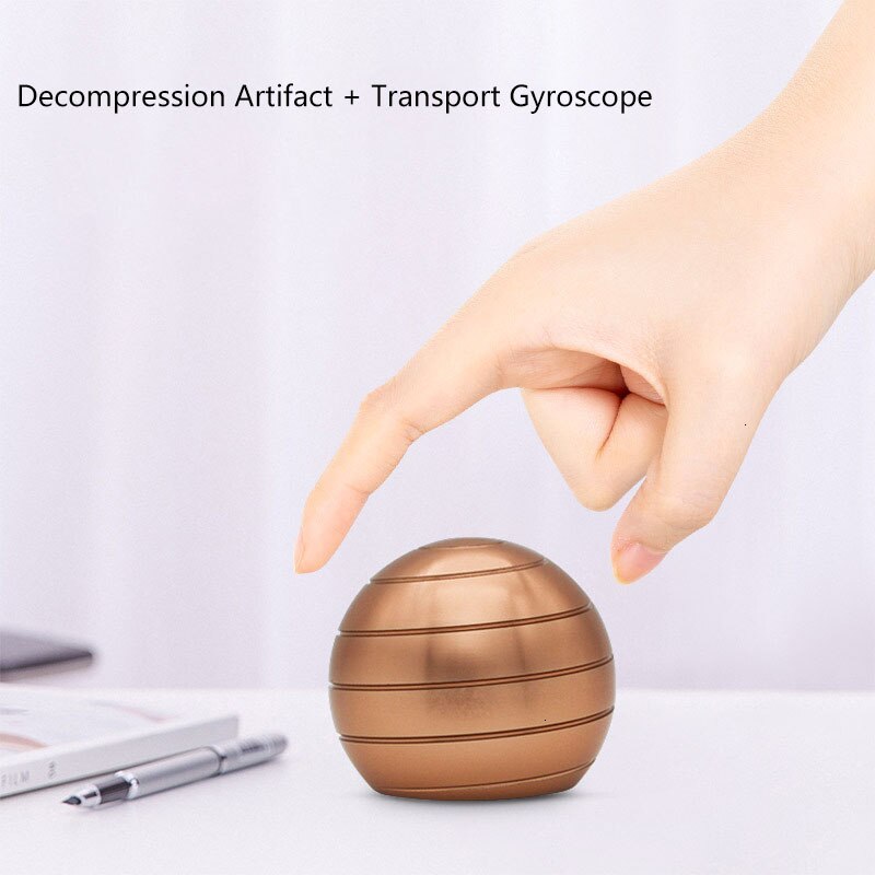 Desktop Decompression Rotating Spherical Gyroscope Desk Toy Metal Gyro Optical Illusion Flowing Finger Toy For Adult