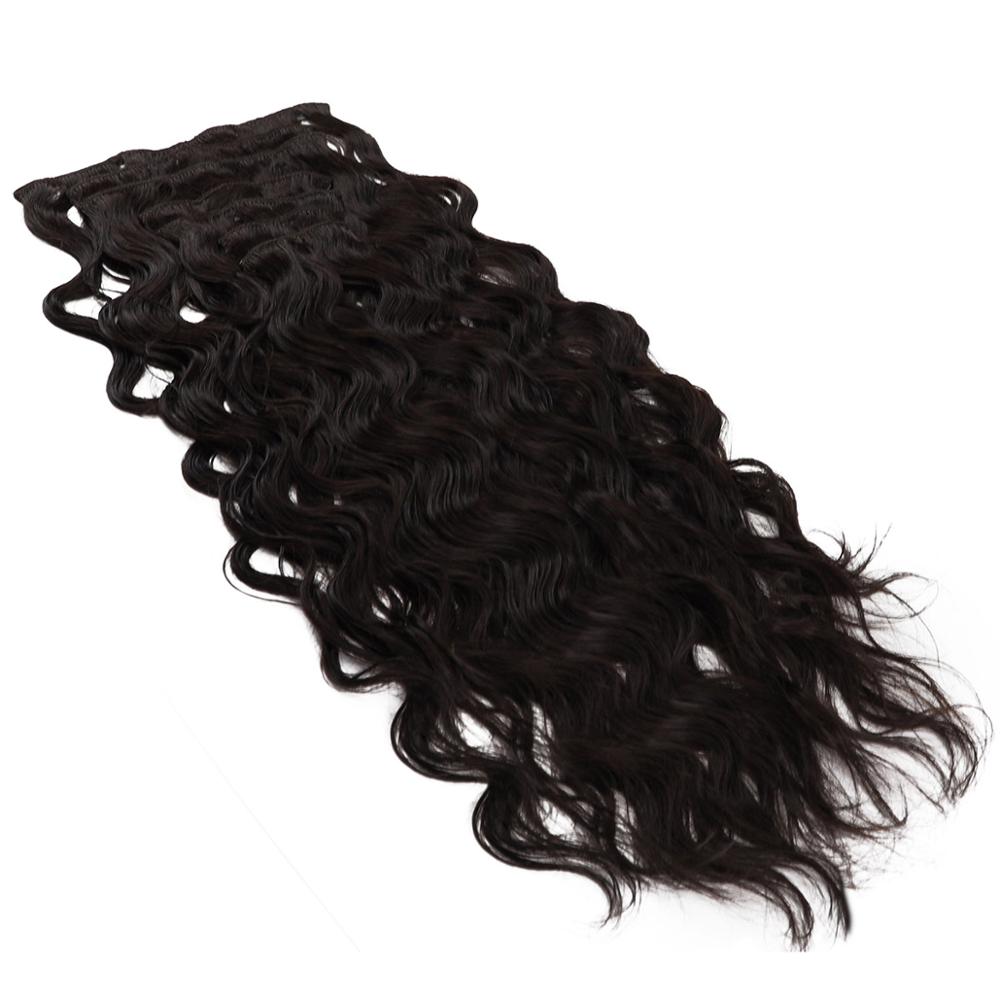 Synthetic Clip Hair Extension Natural Wave Hair Piece Natural Hair Clip Ins Black Brown And Blond For Women By BOOMING HAIR