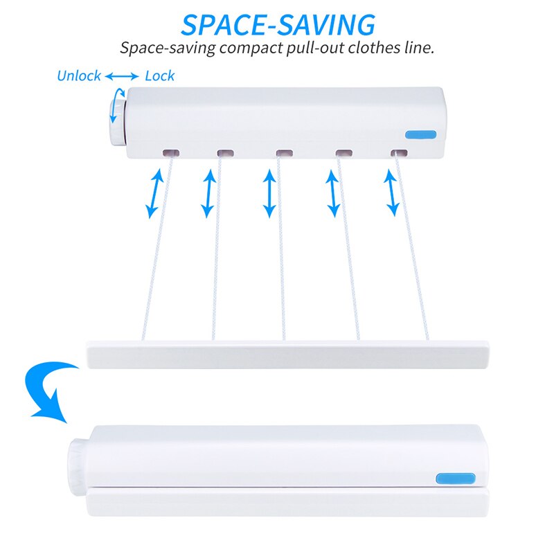 Clotheslines Indoor Hanger Drying-Rack Organizer Telescopic Laundry-Storage Wall-Mounted Retractable Automatic Towel-Rack Nylon
