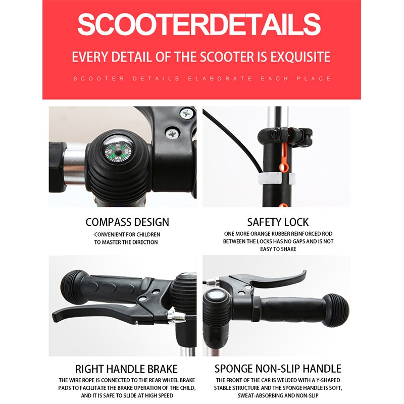 FJ0059 tricicli per Scooter per bambini bambino bambini pieghevole piede Scooter altezza regolabile PU ruota lampeggiante LED calcio Skateboard