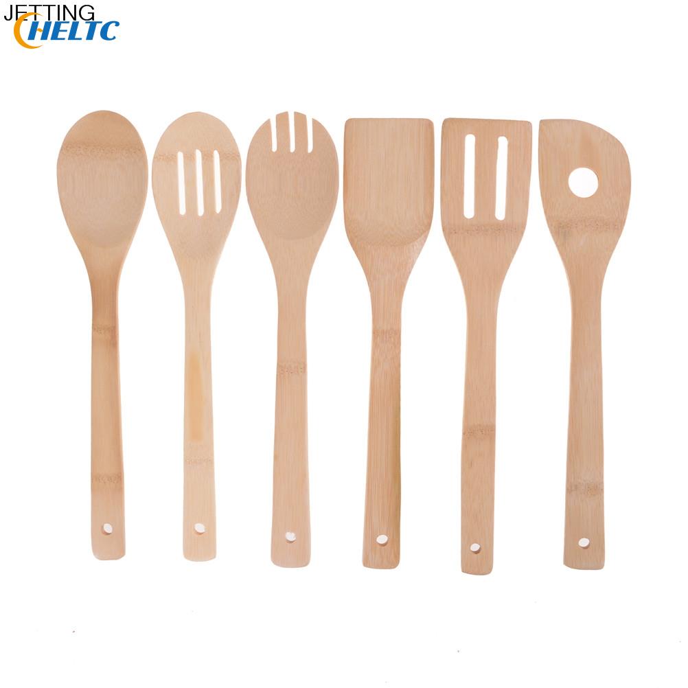 Cuchara de cocina , espátula para mezclar, utensilio de bambú, utensilios de cocina de madera, 1 ud.