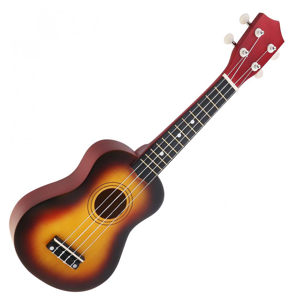 Practical 21 Inch Ukulele Beginners Children Sun Color Hawaii Four String Guitar with String and Pick