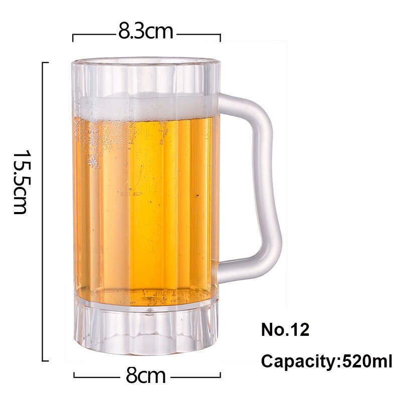 12 Large Capacity Beer Mug Glass Transparent Food Grade Plastic Anti Bar Glass 400-600ml Juice Cup Draught-beer Cup: 12