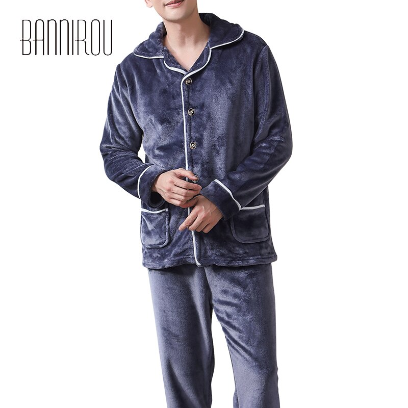Bannirou pyjama's voor mannen, set nachtkleding, 100%  fluwelen warme pyjama's, winterpakken, nachtkleding voor mannen, huiskleding