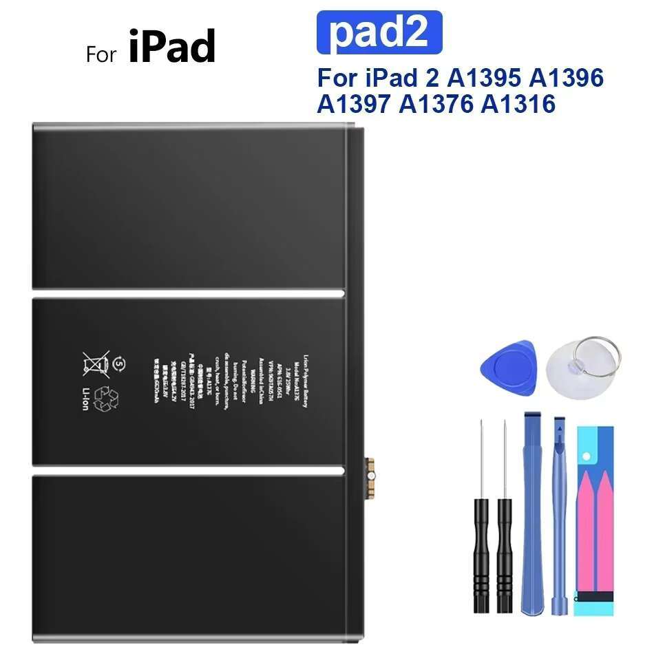 Batería para Apple ipad 1 2 3 4 5 6 7 8 9 10 Air 1 2 5 A1547 A1403 A1315 A2197 A1395 A1484 A2588 A2589 A2591 5900mAh-11560mAh: Negro