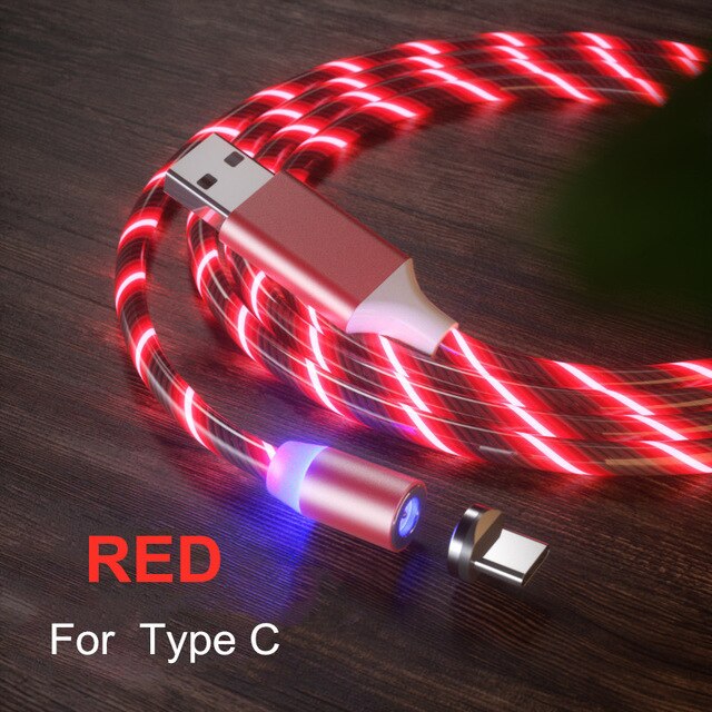 1m Magnetische Kabel Micro USB Typ C Android Schnelle Lade Draht Kabel Für iPhone 11 12 Pro Max 8 X Glow LED Beleuchtung Magnet Ladegerät: Red Type C