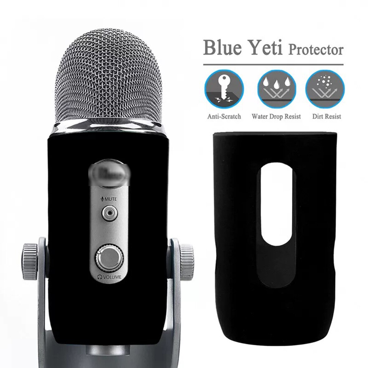 Silicagel protector biedt voor Blauw Yeti microfoon cover Zachte siliconen cover bescherm voor Blauw Yeti pro mic voorruit deel: Black