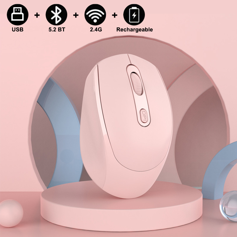 Bezprzewodowa mysz kompatybilna z Bluetooth 2.4G przenośna ergonomiczne myszy do laptopa Tablet Notebook biurowy ładowalna mysz do gier: Black