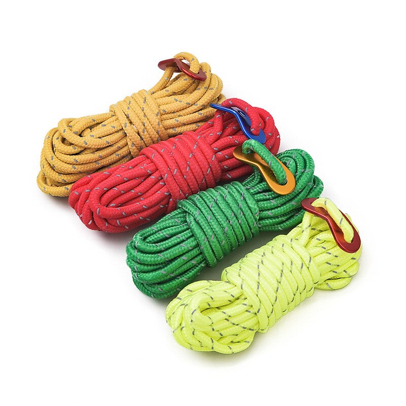 Outdoor Camping Pull Rope Tent Fastener Reflective 4mm Thick Tension Rope Pull Canopy Tent Fixed Rope Camping Accessories
