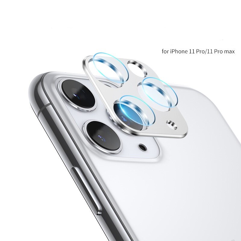 For iPhone 11 11pro Titanium Alloy Metal Camera Lens for iPhone 11 Pro Max Lens Ring Camera Protective Cover Case: silver 11 pro or max