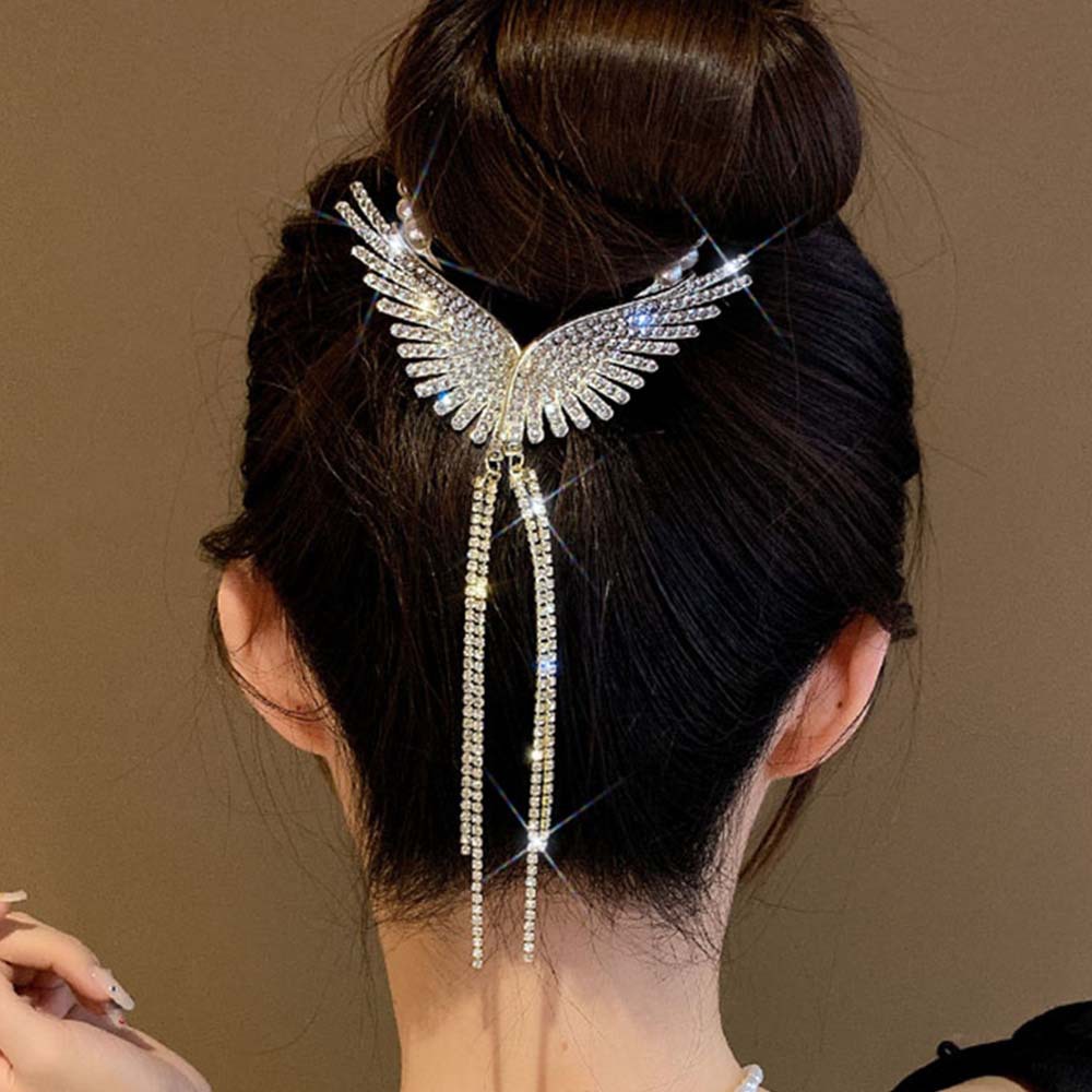 Pinces à cheveux en biscuits aile d'ange, épingles à cheveux enroulées, pinces à griffes pompon perle, queue de cheval haute, accessoires pour cheveux brillants