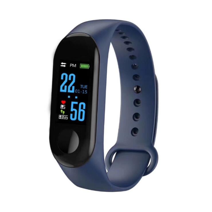 Smart Bracelet Color screen Heart rate blood pressure Bluetooth exercise meter step ip67 waterproof Sports fitness activities: Deep Blue