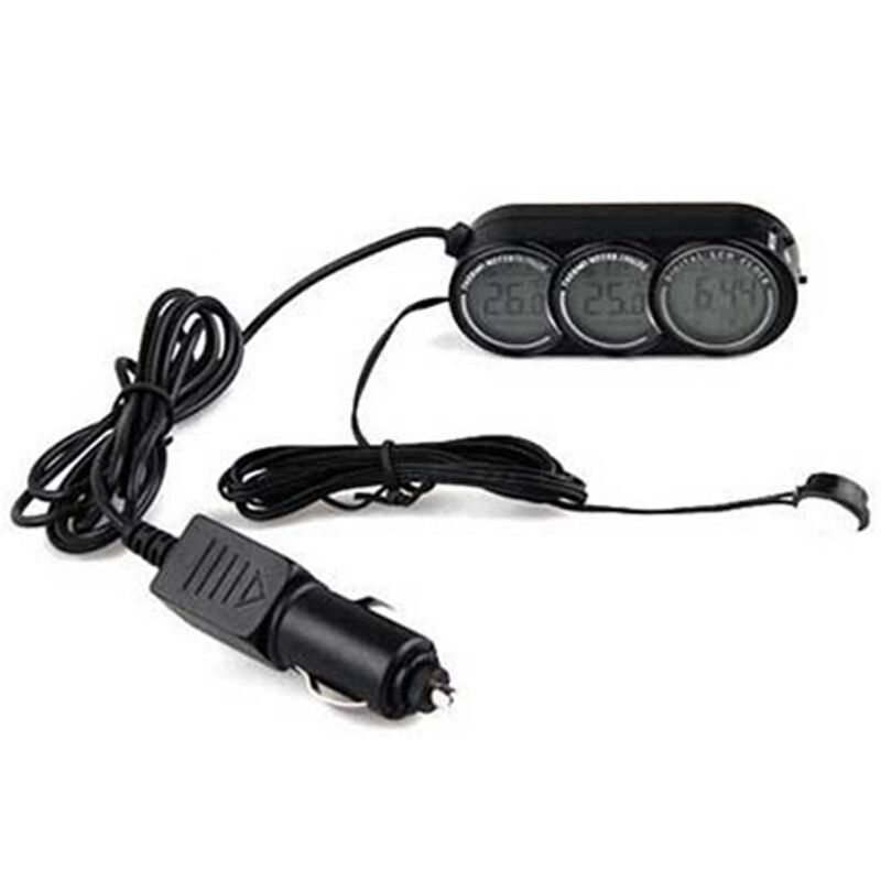 Termómetro Digital LCD para coche, medidor de temperatura, 12V-24V, 3 en 1