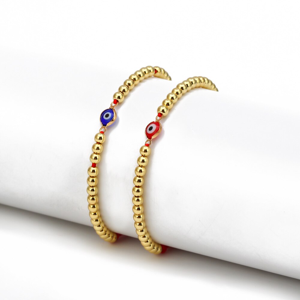 Lucky Eye Koperen Kralen Turkse Evil Eye Charm Armband Gevlochten Touw Verstelbare Armband Voor Vrouwen Meisjes Mode-sieraden BE98