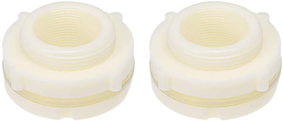 ABS Bulkhead Tank Fitting Adapter for Rain Bucket Aquariums Water Tanks Ponds G1-1/2 Female 2Pcs