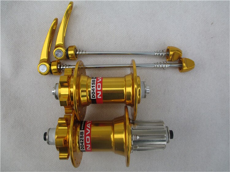 Originele NOVATEC D041SB/D042SB Voor Achter Hub Set Met Quick Release 32 Gat MTB Mountainbike Cassette Freehub Zwart /rood/Goud: Gold 32H 1Pair