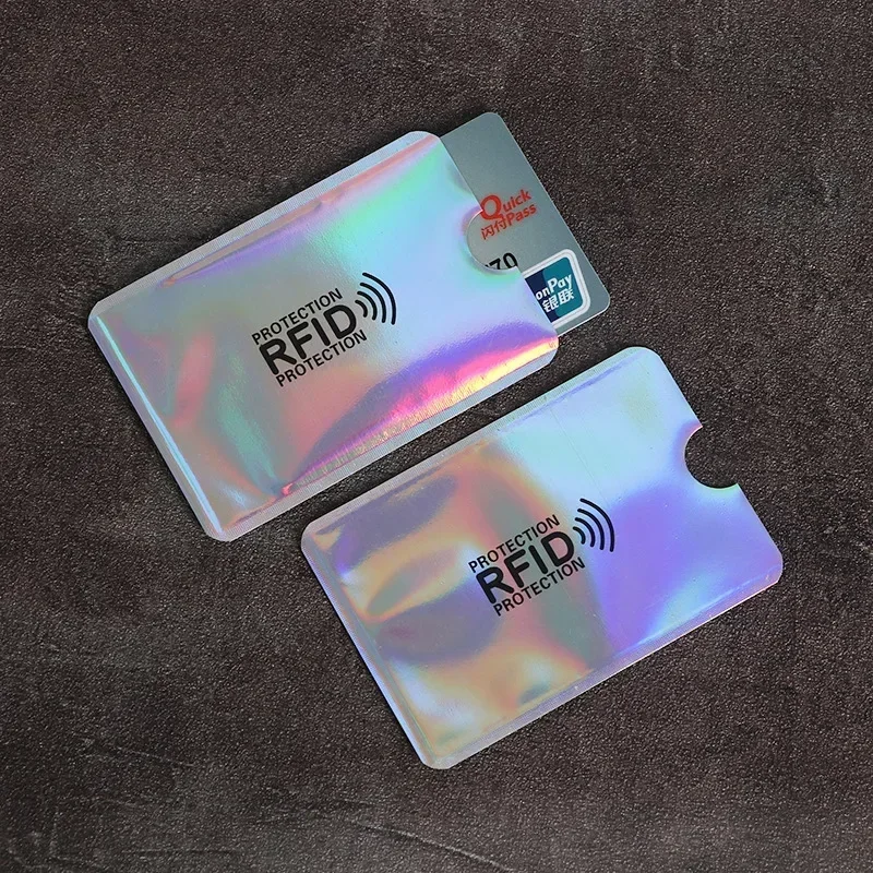 Color RFID Blocking Credit Bank Card Sleeves Protector Aluminum Foil Anti-Scan Card Holder Access Control Card Keeper Case: Navy Blue