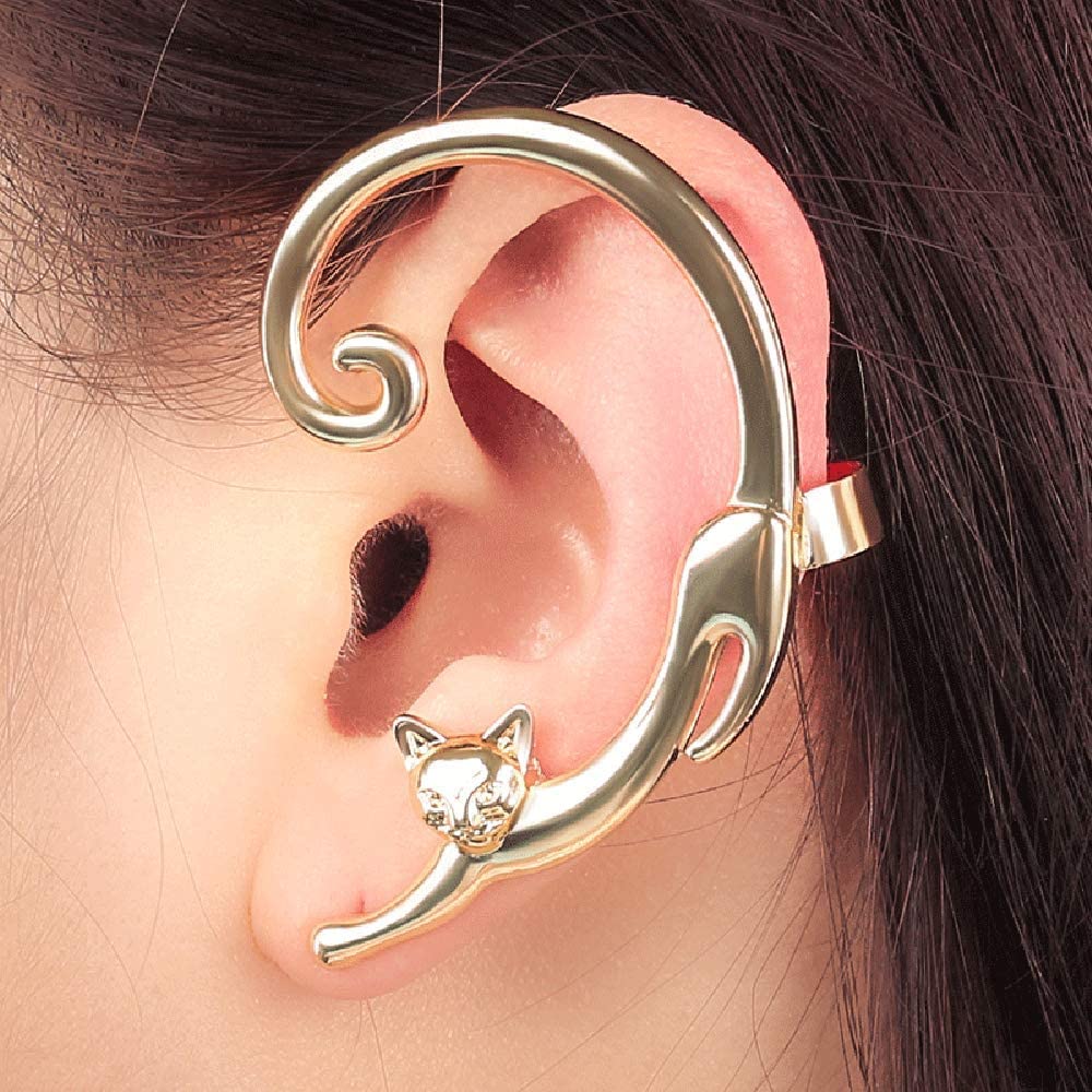Pendientes de Clip con forma de gato para mujer, aretes con Clip, Orecchini, joyería de