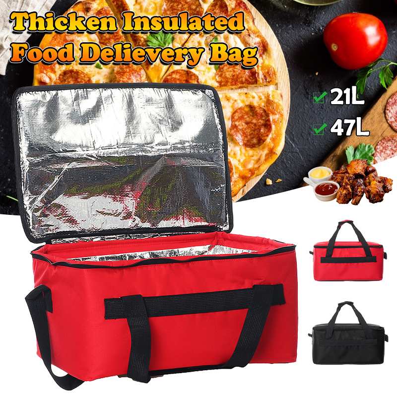 21/47l engrossar saco de entrega de alimentos isolados mochila entrega de pizza recipiente térmico comida fresca oxford pano armazenamento