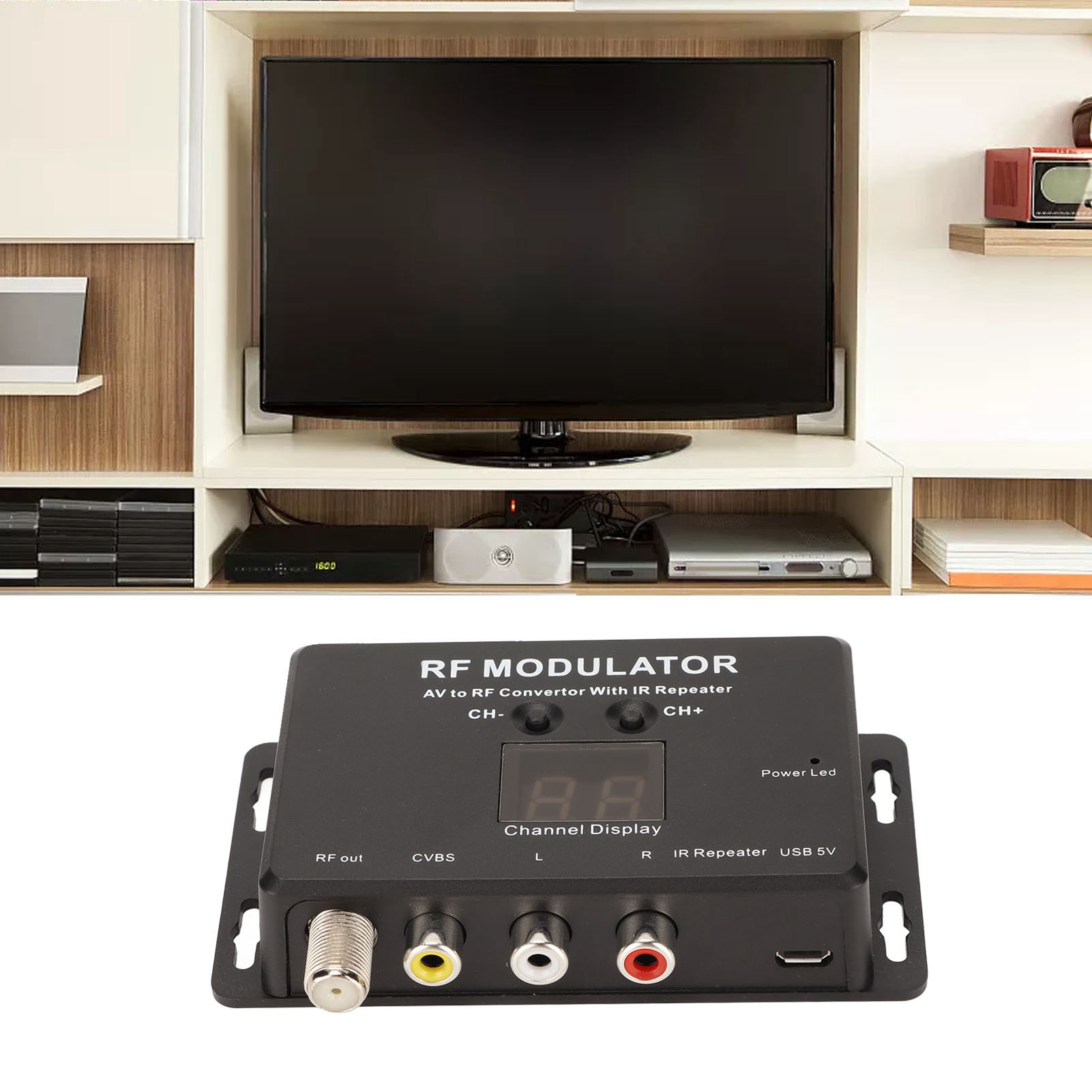 Modulador de tv av para rf, mini modulador rf profissional pal ntsc 21 canais av para conversor rf para set top box dvr dvd