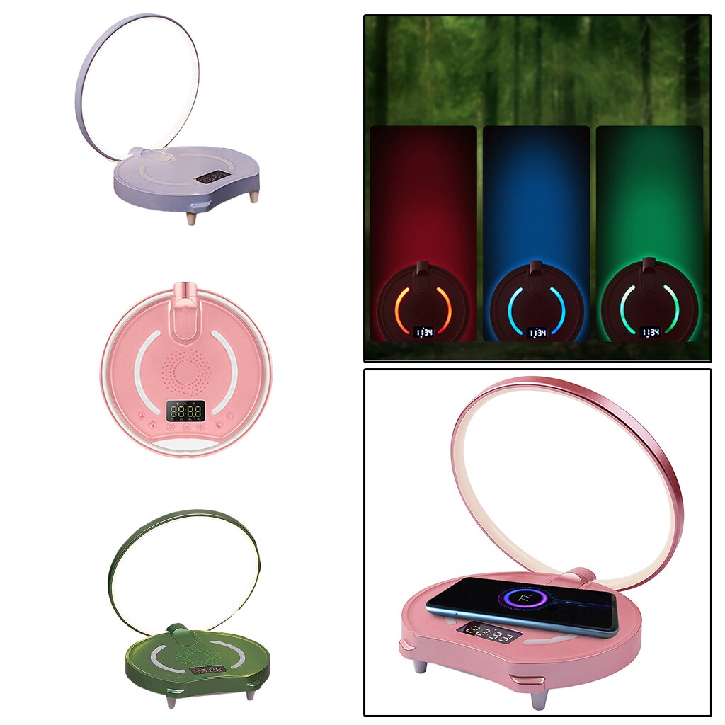 Touch Control Bedside Lamp, Desk Light Clock Bluetooth Speaker, Wireless Charger, Dimmable Table Lamp, Reading Lamp, Room Decor