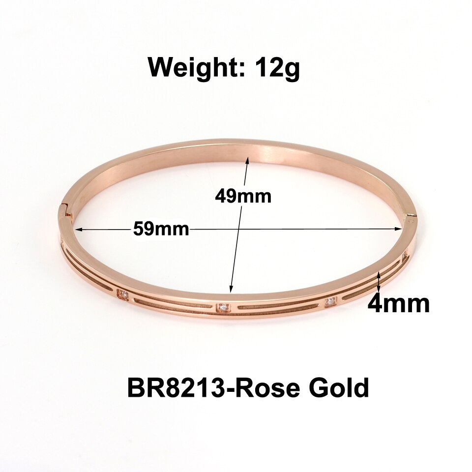 Hot!! Nowe piękne miłośników bransoletki kobieta bransoletki 18 K bransoletki ze stali nierdzewnej wkładka cyrkonia złota damska biżuteria na prezent: BR8213-Rose Gold