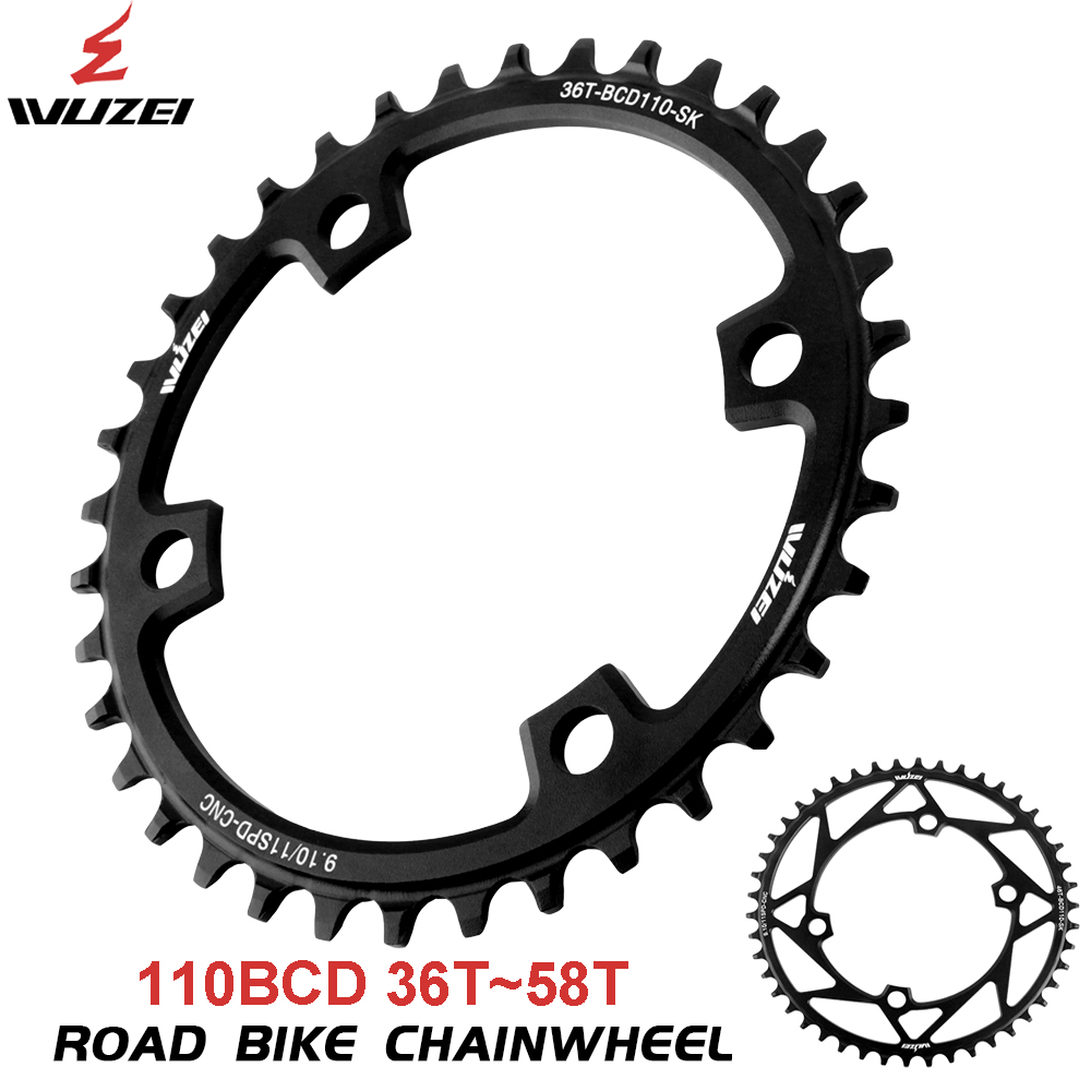 WUZEI Racefiets Kettingblad 110 BCD 36/38/40/42/44/46/48/50/52/54/56/58 T Smalle Brede Sterren Tandwiel 4 Bouten voor Shimano R7000 4700