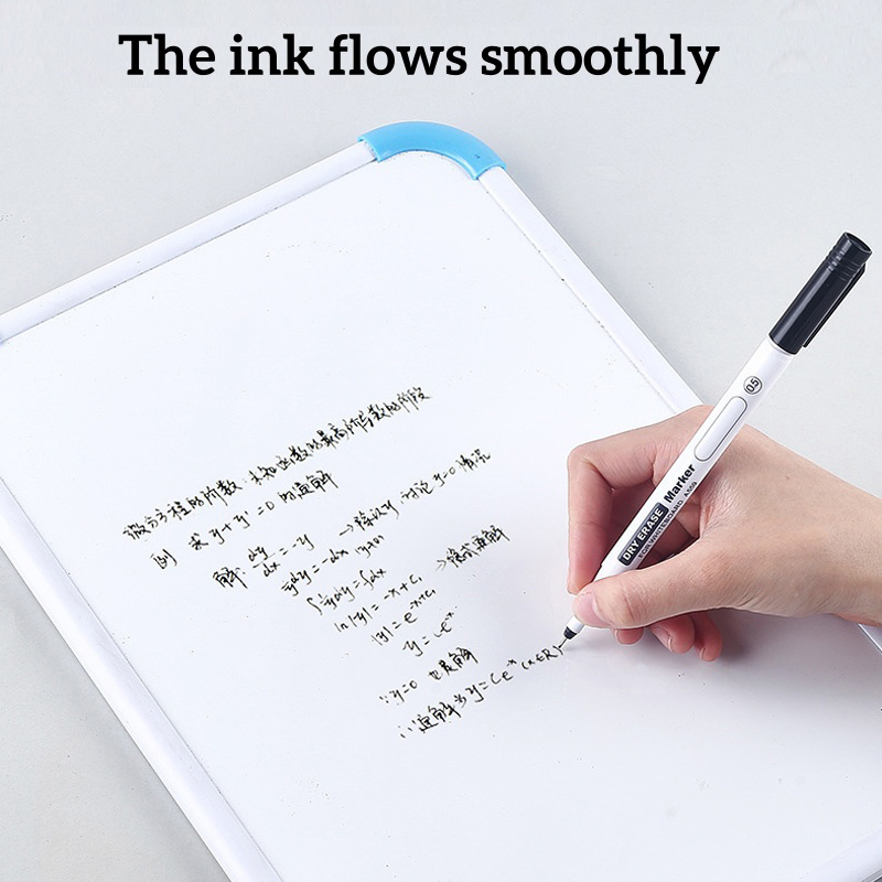 6 Stuks Fijne Tip Droog Wissen Markers Set 0.5/0.7/1.0mm Dunne Whiteboard Pennen Zwart Blauw Rood uitwisbare Markers voor Onderwijs Kantoor