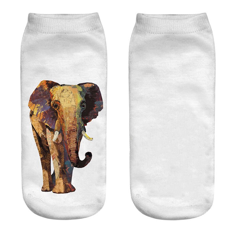 Socks Women 9 Pairs Set Retro Elephant Print Socks Female And Interesting Animal 3D Printed Breathable Cotton Socks