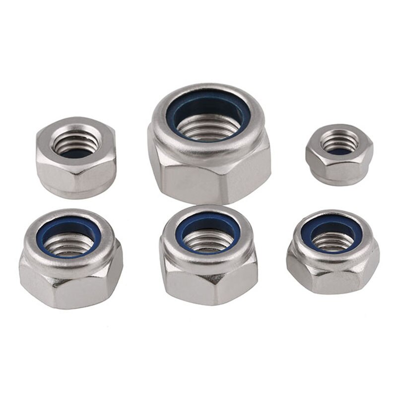 304 Stainless Steel Left Thread Hex Nut Self-locking Nylock Locknut M2 M3 M4 M5 M6 M8 M10 M12 M14 M16 M20 M22 M24 Lock Nut