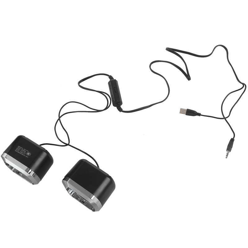 USB 2.0 Notebook Speakers Wired Stereo Mini Computer Speaker for Desktop Laptop Notebook PC MP3 MP4 3.5mm AUX IN black