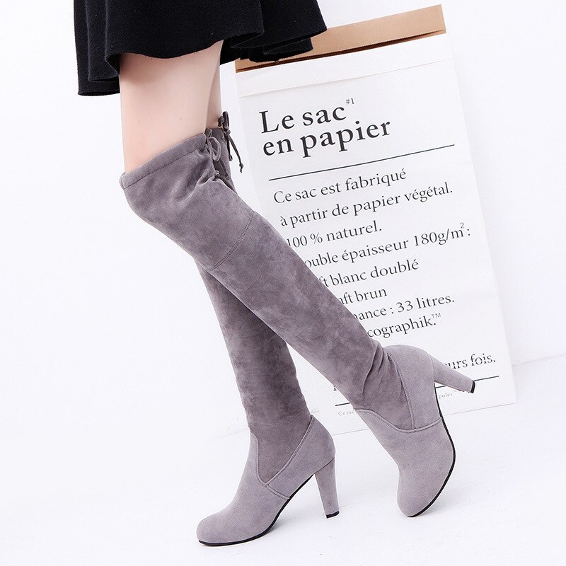 Nueva de gamuza Slim Sexy Botas de La hasta la rodilla de las mujeres de invierno de la de alta del muslo Botas zapatos de Mujer de Botas Mujer