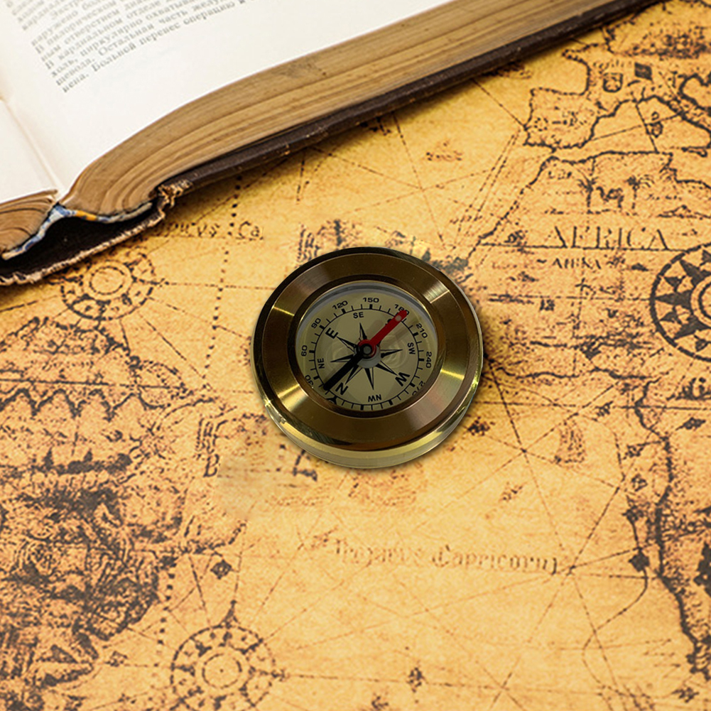 Camping Compass Hiking Pocket Brass Metal Golden Compass Mini Portable Compass Navigation for Outdoor Travel Activities