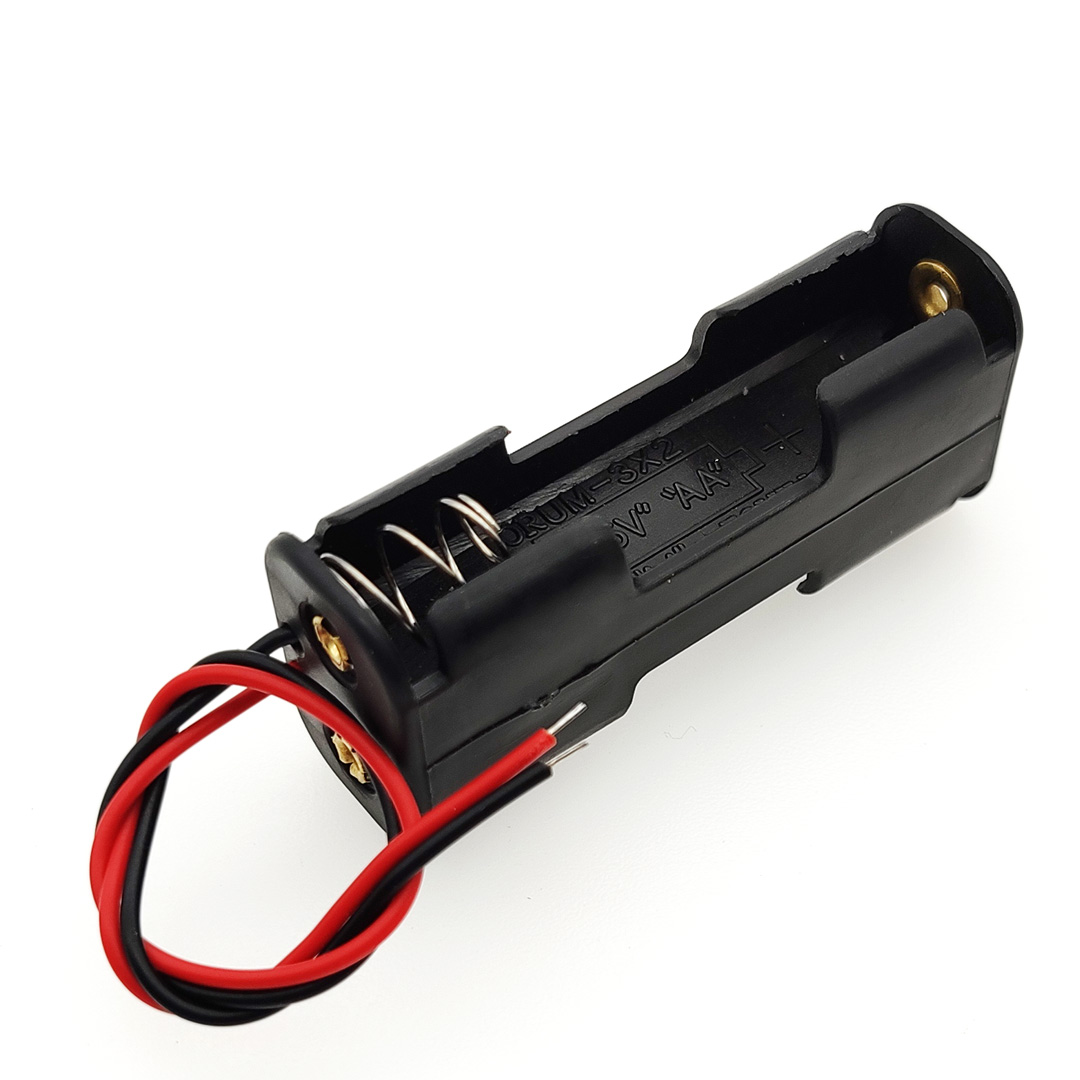 2AA 3V Battery Storage Holder 2 x 1.5V AA Battery Case Box Battery Clip Slot Double Layer Back To Back With Cable
