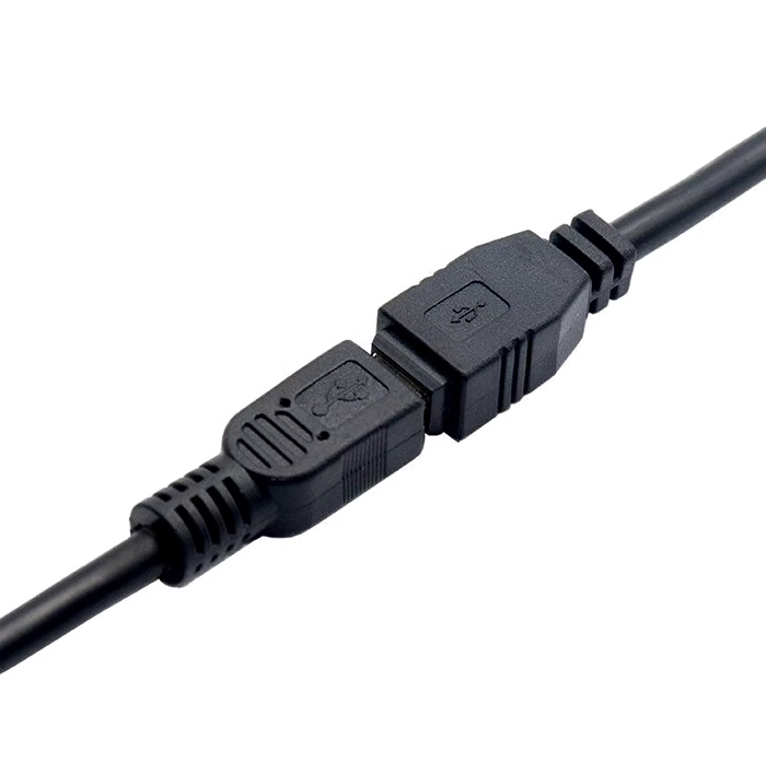 USB 2.0 Mini USB-verlengsnoer Man-vrouw t-poort, Mini 5-pins openbare overdracht Master-gegevensoplaadkabel