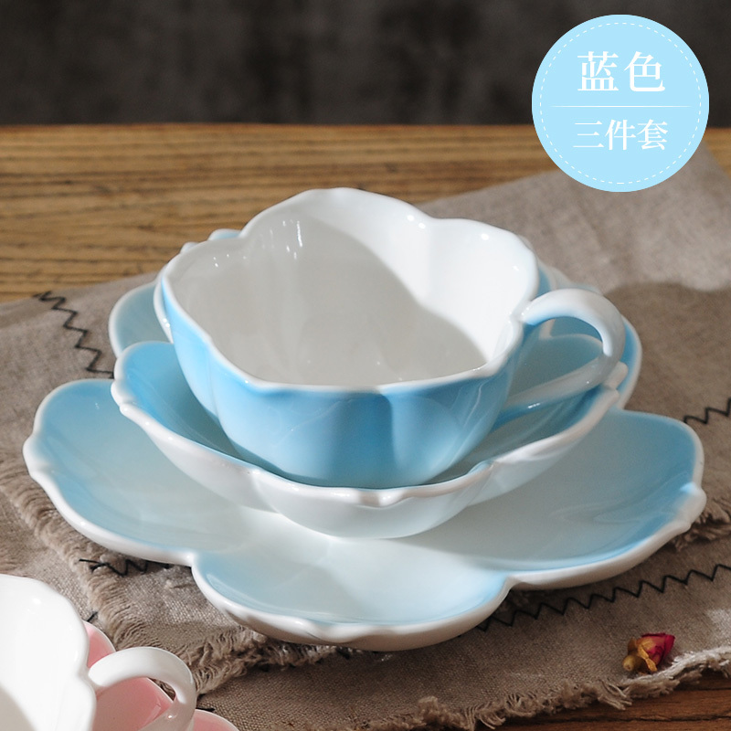 Sakura Cup European small luxury ceramic coffee cup dish set tea set English flower tea cup coffee cup dish 3 piece set: A