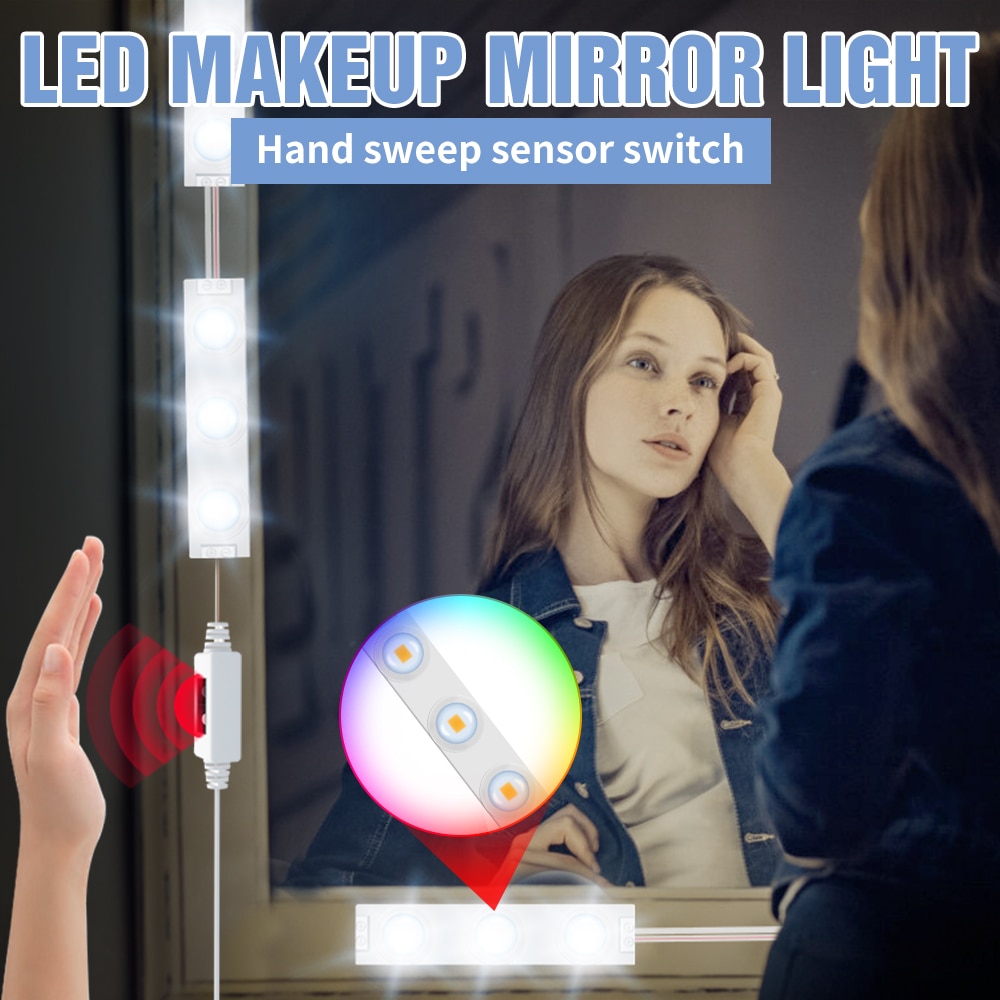 Dc 5v led makeup spejl pære kosmetisk led lampe hollywood forfængelighed lys usb væglampe 2 6 10 14 stk dæmpbart toiletbord